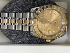 Tudor Classic Date 38 Mm Steel 18K Yellow Gold Diamond Dial 21013No Return 4