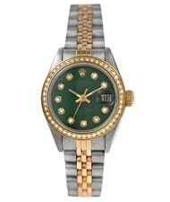 Rolex — Rolex Oyster Perpetual Datejust 69173 Diamonds Green Dial Gold Steel 26MM — Watch — resale