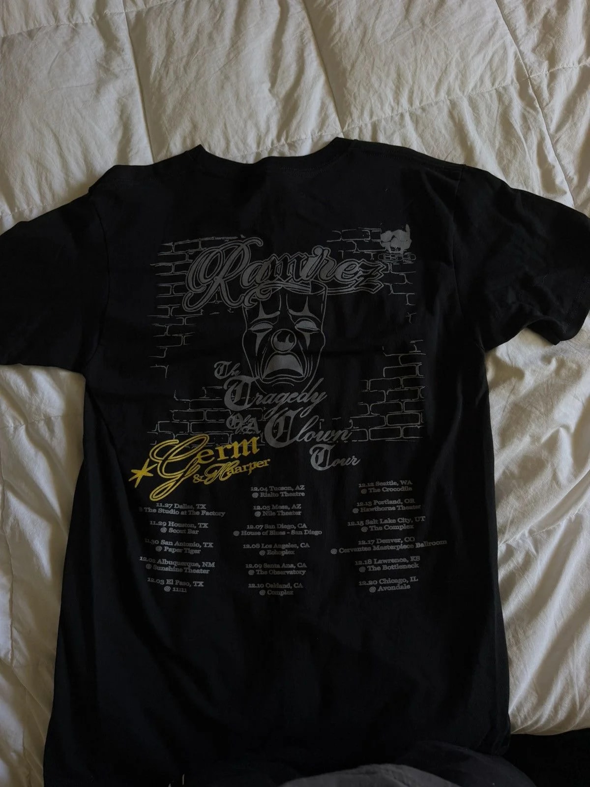 Official Ramirez “The Tragedy of A Clown Tour” Tour T-Shirt — streetwear — resale