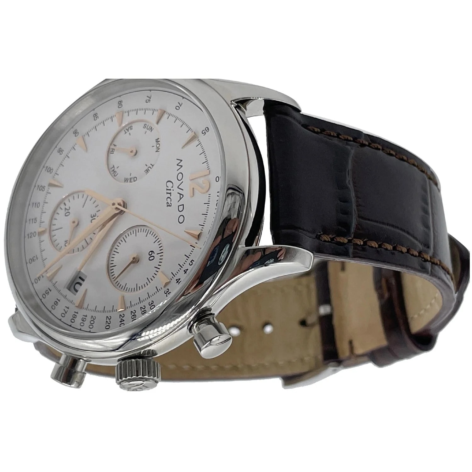 Movado Heritage Series Circa Chronograph Swiss Leather White Dial 43MM 4
