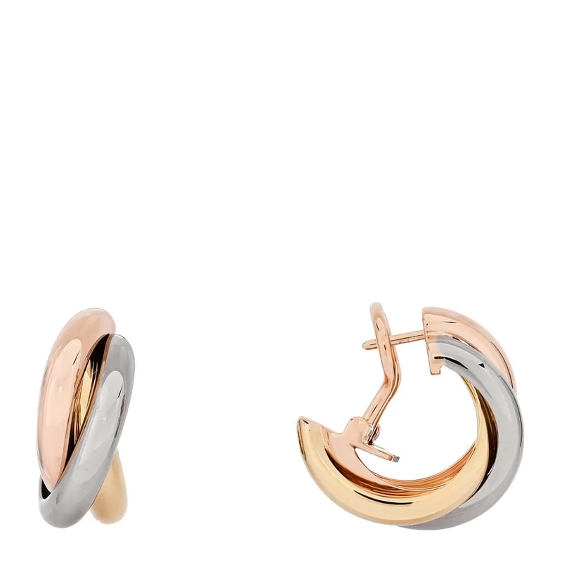 Cartier — 18K White Gold Classic Trinity Hoop Earrings — Jewelry — resale