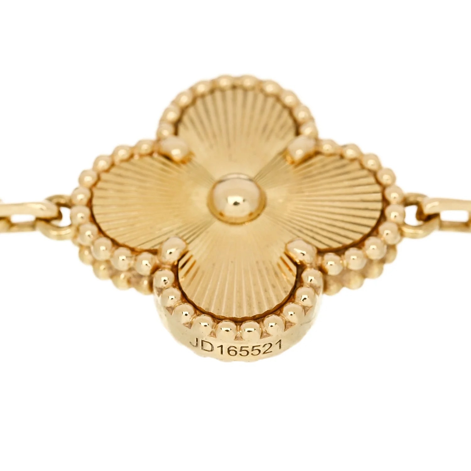 18K Yellow Gold 5 Motifs Guilloche Alhambra 3