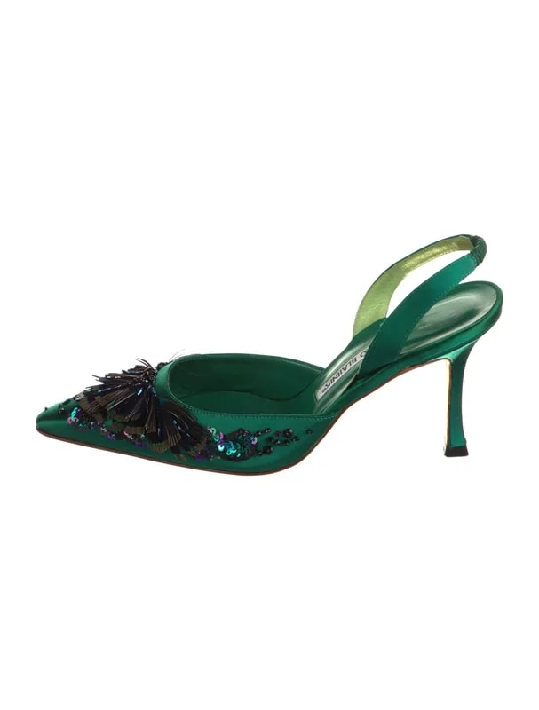 Manolo Blahnik — Patterned Slingback — Designer Shoe — resale