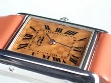 Cartier — Cartier Must Tank SM 2003 Christmas Limited Model Orange Belt With Box and Paper — Watch — resale