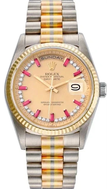 Worldofluxuryus — Rolex Day-Date 36 18k Yellow Gold, White Gold & Rose Gold — Watch — resale
