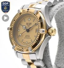 Tag Heuer — [Exc+5] TAG Heuer 2000 Professional 964.008 Gold Quartz w/4 Links — Watch — resale
