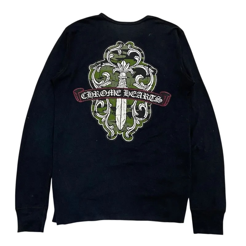 Chrome Hearts — Hearts Dagger Print Thermal Long Sleeve Tee — streetwear — resale