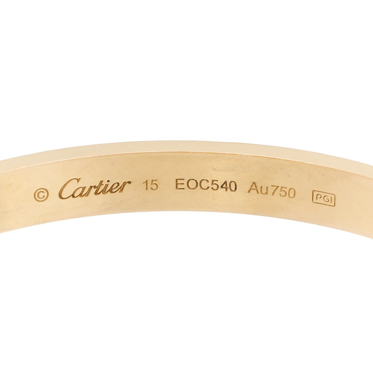 18K Yellow Gold Love Bracelet 15 4