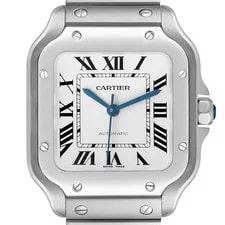 Cartier — Cartier Santos Silver Dial Medium Steel WSSA0029 Box Card — Watch — resale