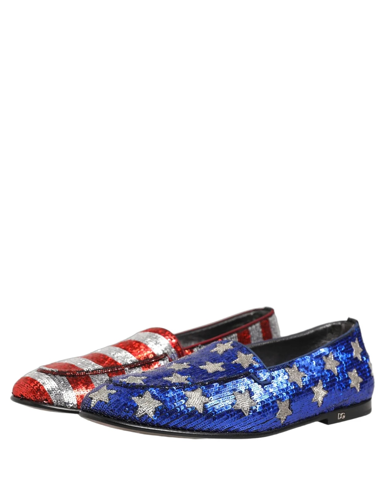 Dolce & Gabbana Flag Sequin Dress Loafers Shoes 4