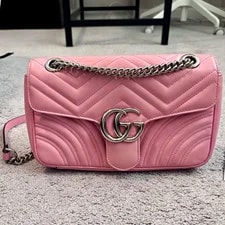 Gucci — Gucci GG Marmont Chevron Chain Strap Magnetic Flap — Handbag — resale