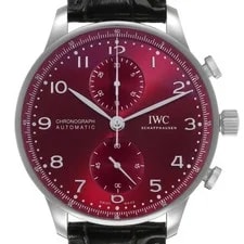 IWC — IWC Portugieser Chronograph Steel Red Dial IW371616 Box Card — Watch — resale