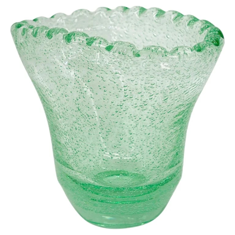 Daum — French Art Deco Glass Vase By Daum, Thick Blown Green Glass, 1930s — decorative_object — resale
