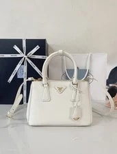 Prada Small Top Handle Satchel W/ Detachable Strap, Zip, Logo, Clochette 4
