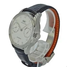 IWC Portugieser IW500712 Stainless Steel Silver Leather Diamond #KNW1733 2