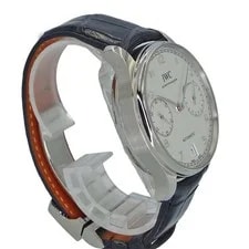 IWC Portugieser IW500712 Stainless Steel Silver Leather Diamond #KNW1733 3