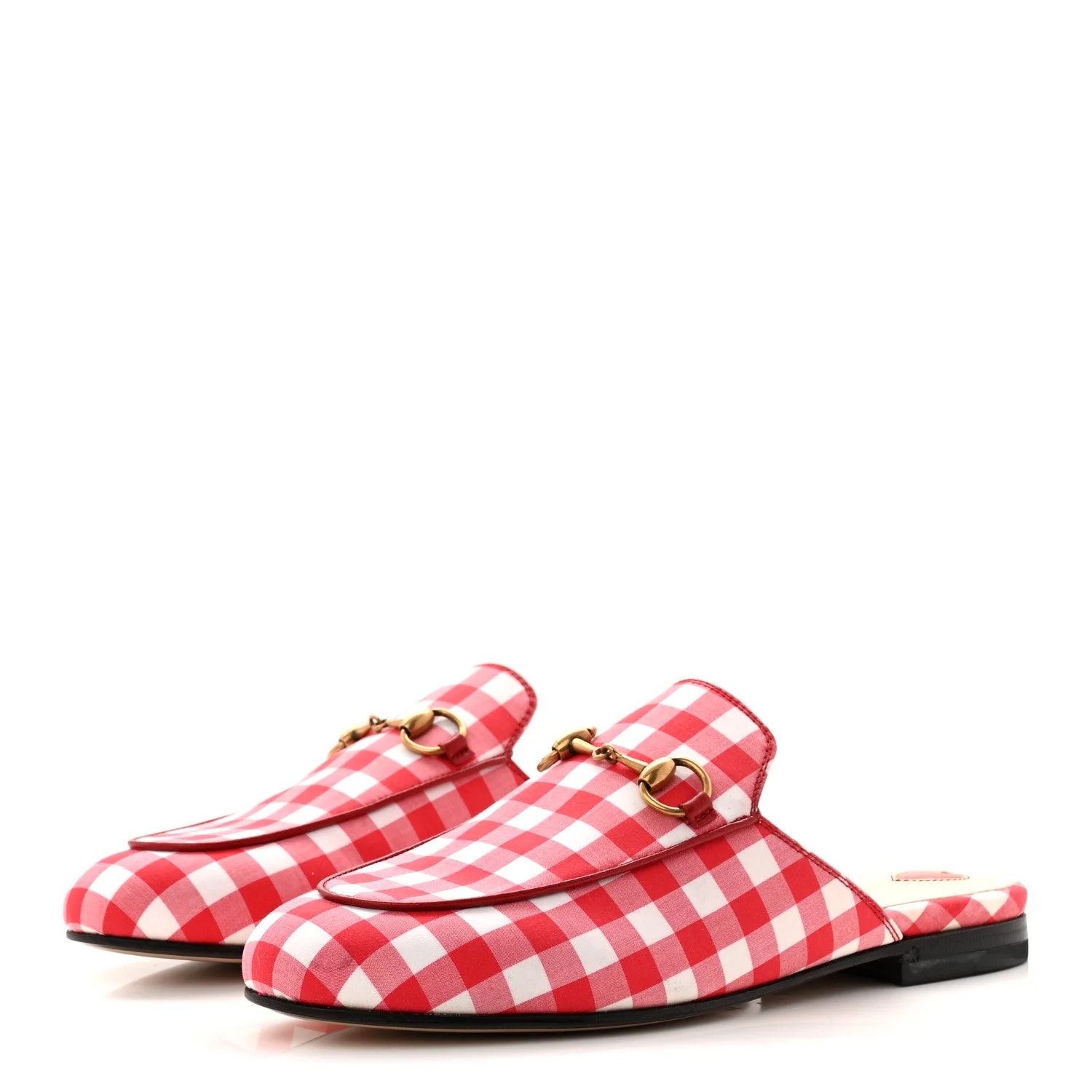 Cotton Gingham Princetown Slippers 36 3