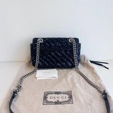 Gucci Marmont Logo Chain Quilted Sequin Crossbody - Excellent #Gidvci 2
