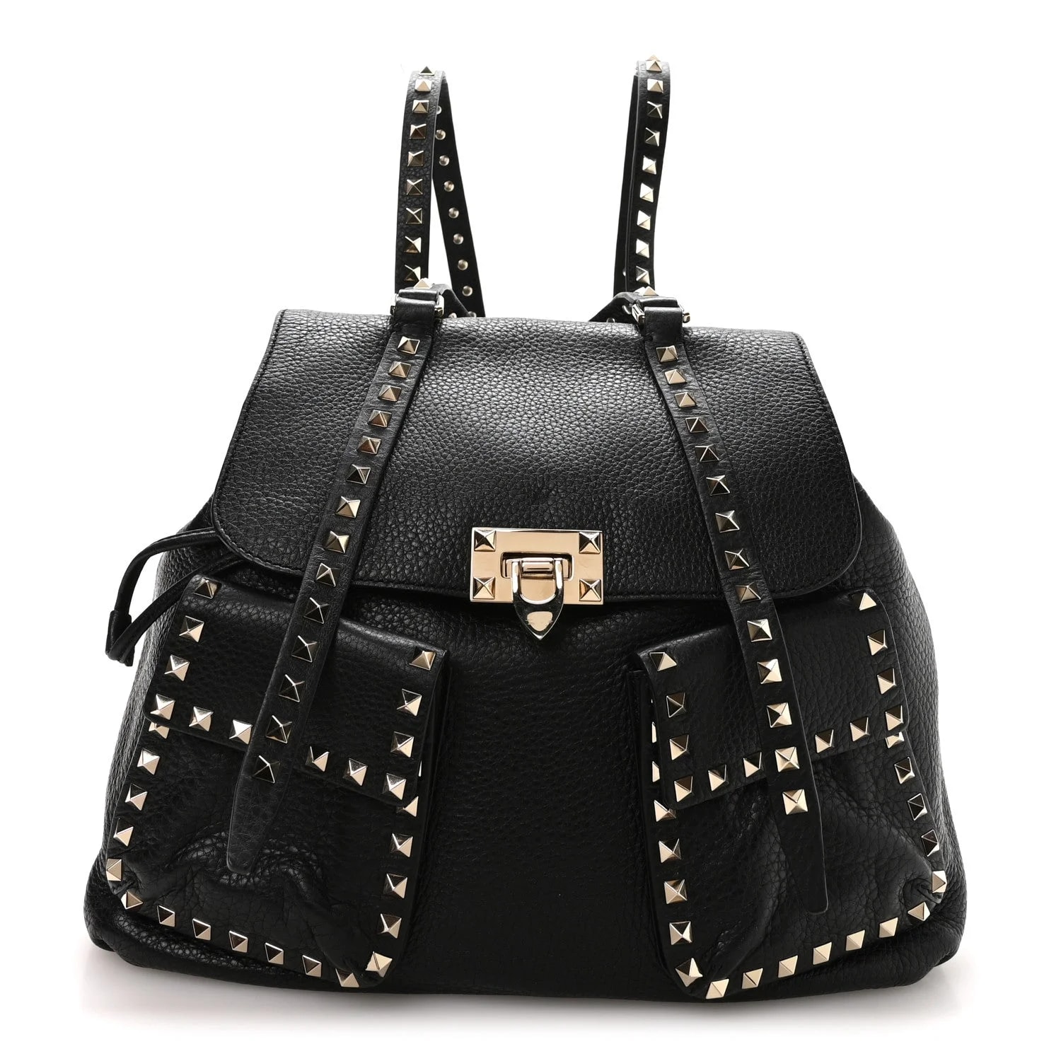 Valentino Garavani — Pebbled Rockstud Double Pocket Backpack — Handbag — resale