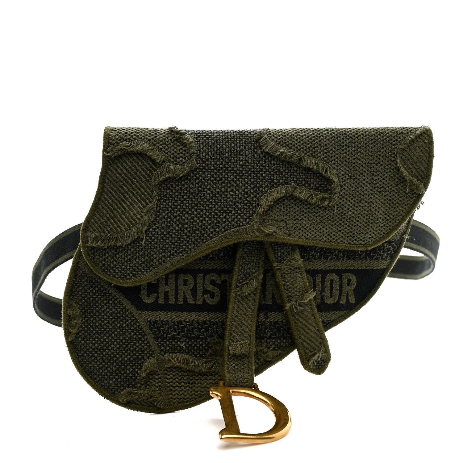 Dior — Embroidered Camouflage Saddle Belt — Handbag — resale
