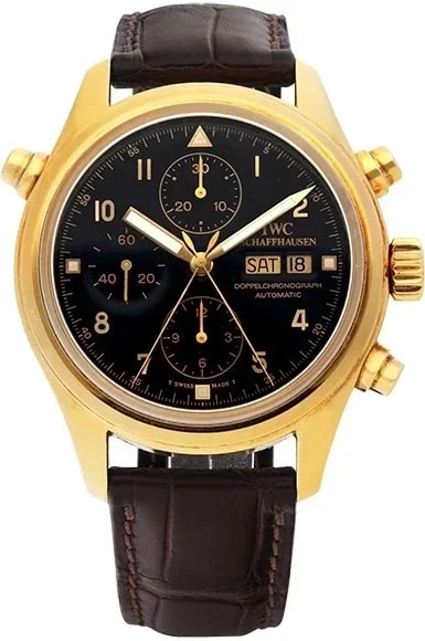 Worldofluxuryus — IWC Pilot's Watches Doppel Chronograph 18K Yellow Gold — Watch — resale