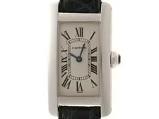 Cartier — Cartier Tank Americaine SM W2601956 K18White Gold / Leather 19mm Quartz #DW526 — Watch — resale