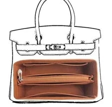 Purse Organizer Insert For Birkin 35 Bag, Felt Insert Organizer With Zipper, ... — Handbag — deal