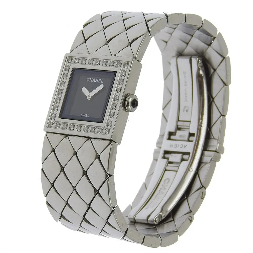 Chanel — Chanel Matelasse Quartz Stainless Steel With Diamond Bezel — Watch — resale