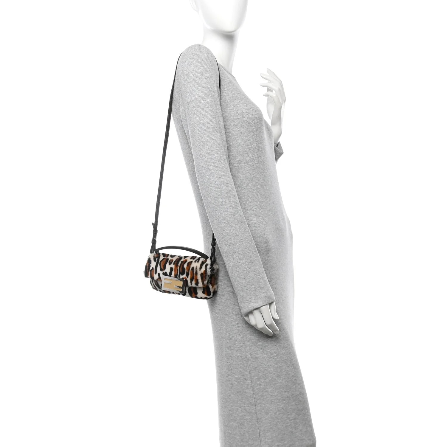 Calf Hair Leopard Print Phone Baguette Moro 2