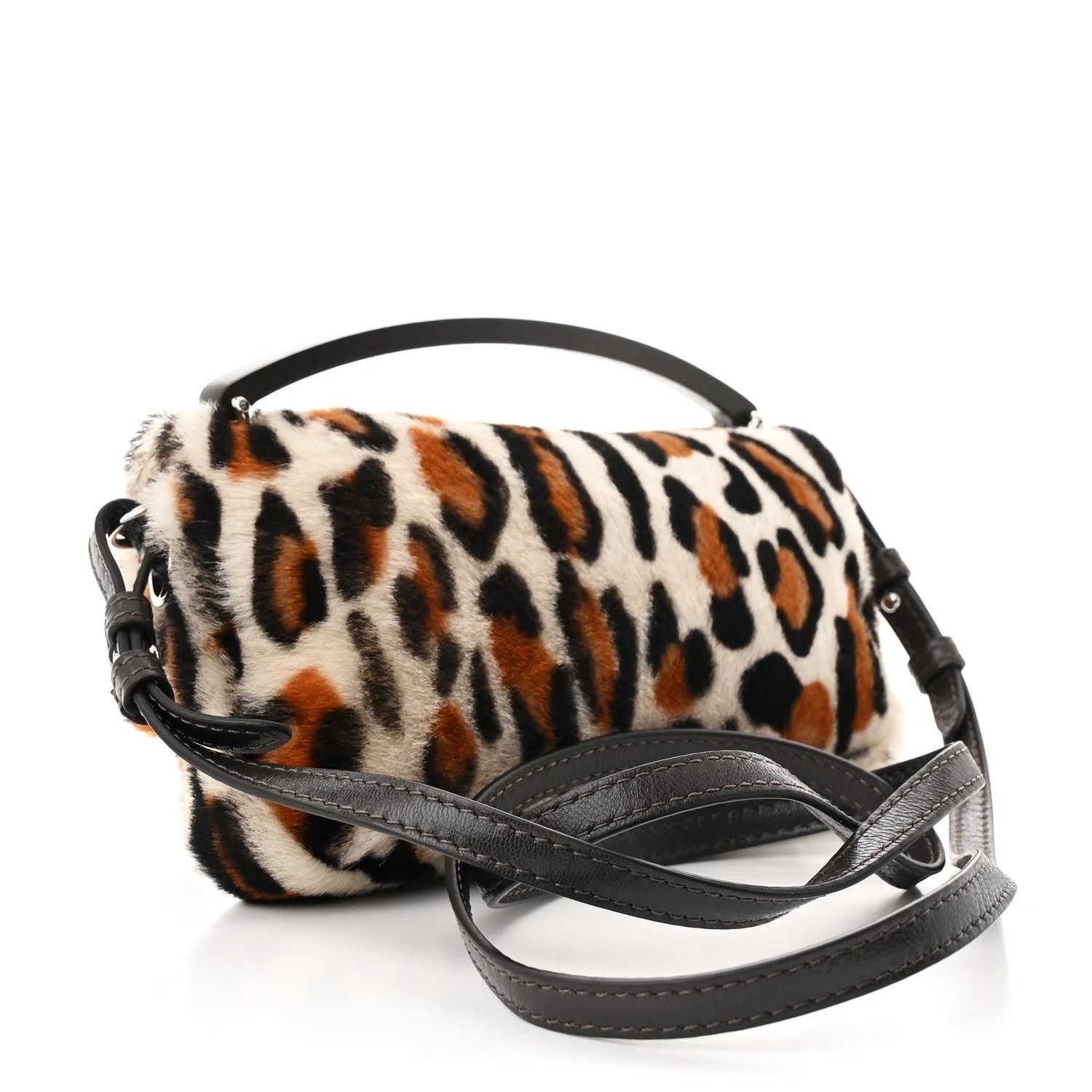 Calf Hair Leopard Print Phone Baguette Moro 3
