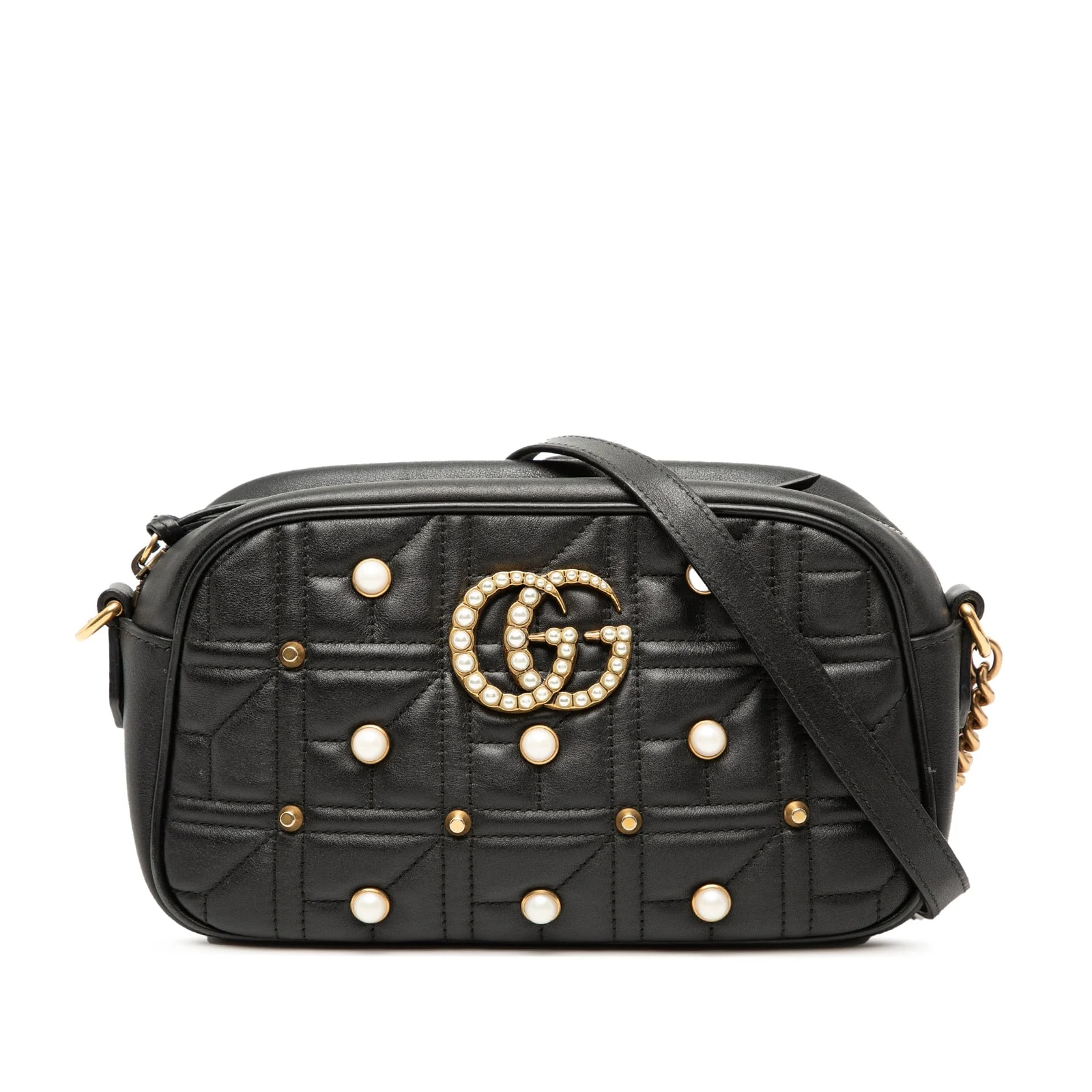Gucci — Small GG Marmont Matelasse Studded Crossbody — Handbag — resale
