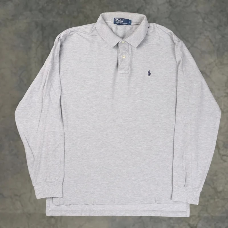 Polo Ralph Lauren — Polo Ralph Lauren Polo Shirt L Long Sleeve Collared 100% Cotton Box Logo Button Polo Shirt — streetwear — resale