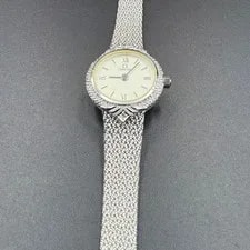 Omega 2-Diamond Silver Quartz w/Box From Japan Working 4