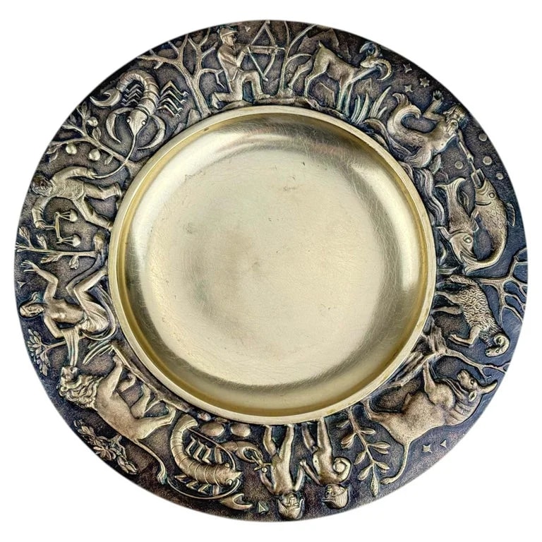 Zodiac — Albert Holl Cast Bronze Zodiac Wall Plate Bowl Vide Poche Mythological Relief — decorative_object — resale