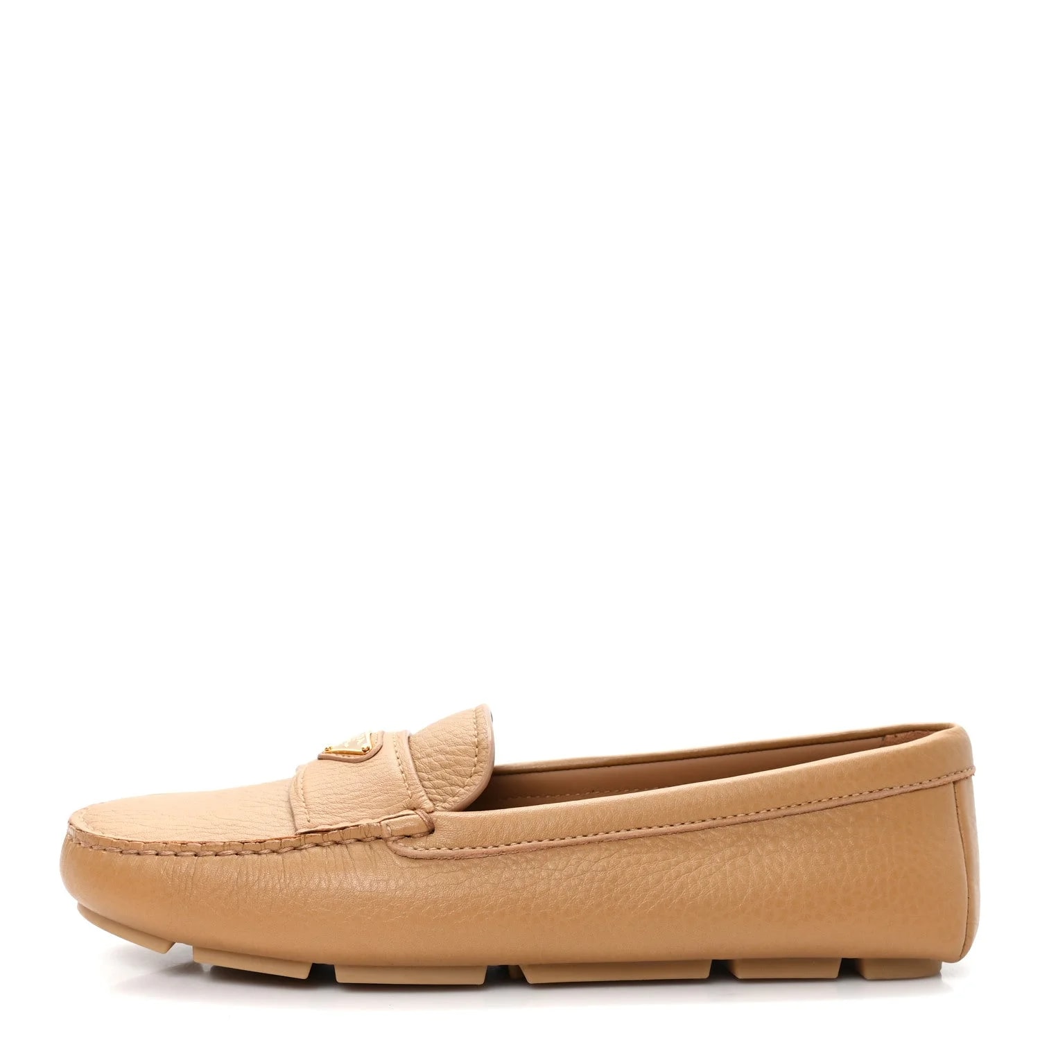 Prada — Cervo Triangle Driving 39.5 Naturale — Designer Shoe — resale