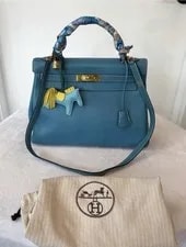 Hermes Kelly32 Retourne, , BleuJean/ , /Duster/ Twilly, Price Firm 2