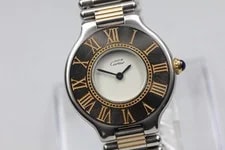 [Near / Box] Cartier Must 21 TwoTone 28mm Silver & Gold Qz From Japan 2