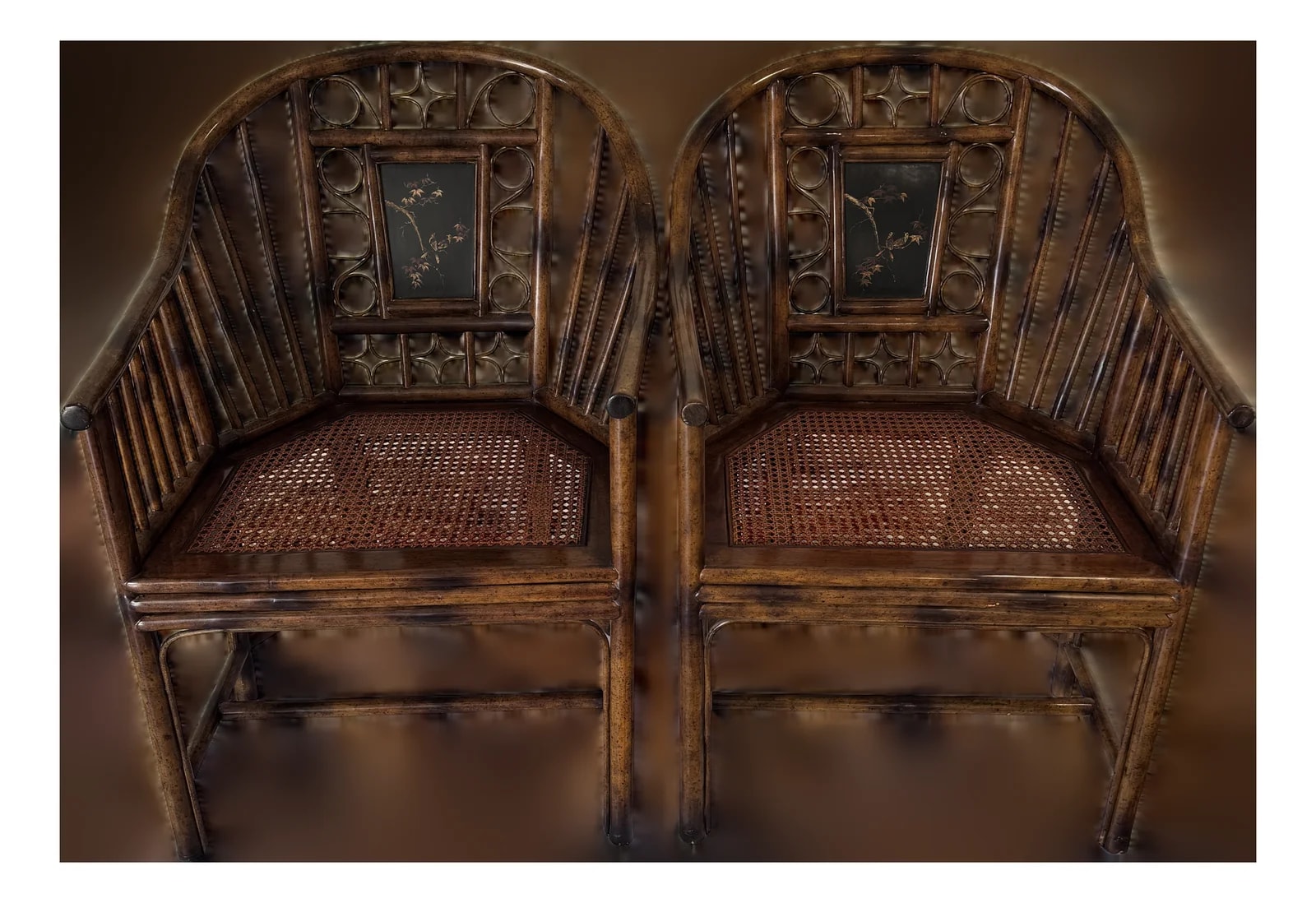 Theodore Alexander — Late 20th Century Attributed To Theodore Alexander Chinoiserie Pavilion Armchairs With Custom Down Cushions — Furniture — resale
