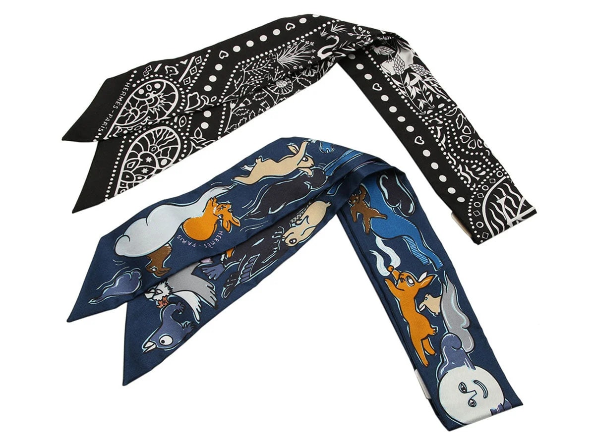 Hermès — Hermès Entre Ciel et Mer Bandana and Mille et Un Lapins Twilly Pair — Accessory — resale