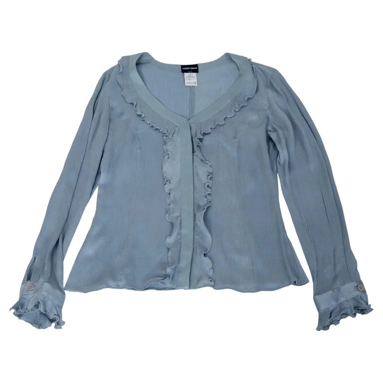 Giorgio Armani — Giorgio Armani Blouse With Ruffled Collar, Front, and Cuffs — Clothing — resale