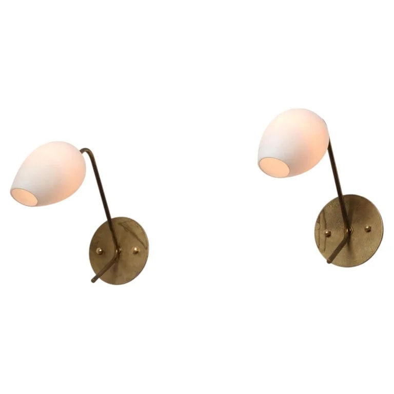Pair of 1950s Italian Wall Sconces in and Opaline — lighting — resale