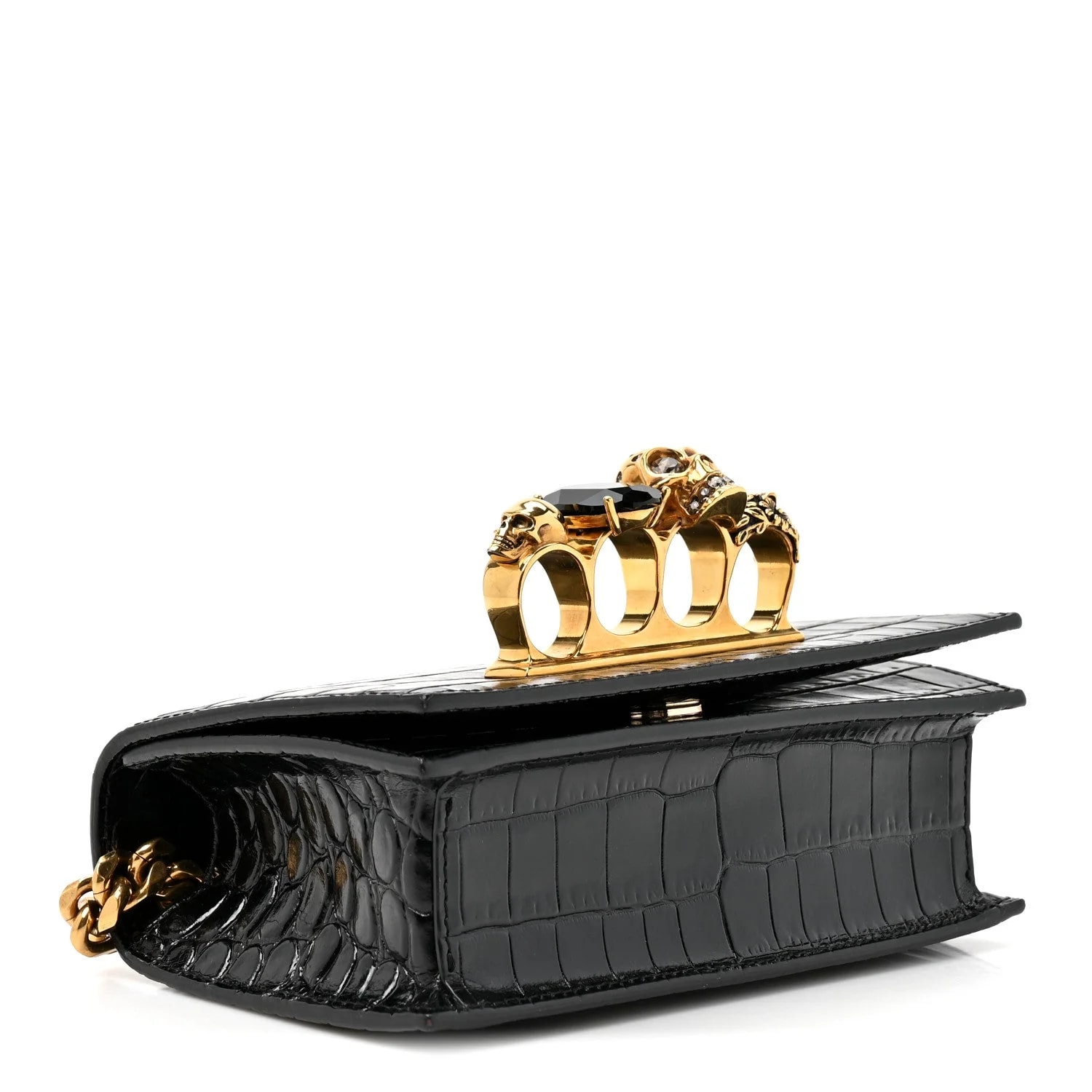 Shiny Embossed Jeweled Satchel 4