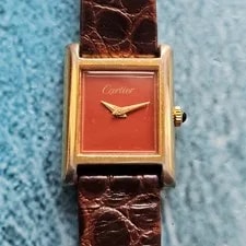 Cartier Tank Hand-Winding Burgundy Red Dial 2