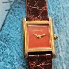 Cartier Tank Hand-Winding Burgundy Red Dial 3