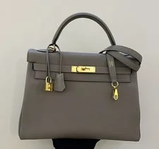 Hermès — Auth Hermès Kelly 32 Top Handle Crossbody Etoupe — Handbag — resale