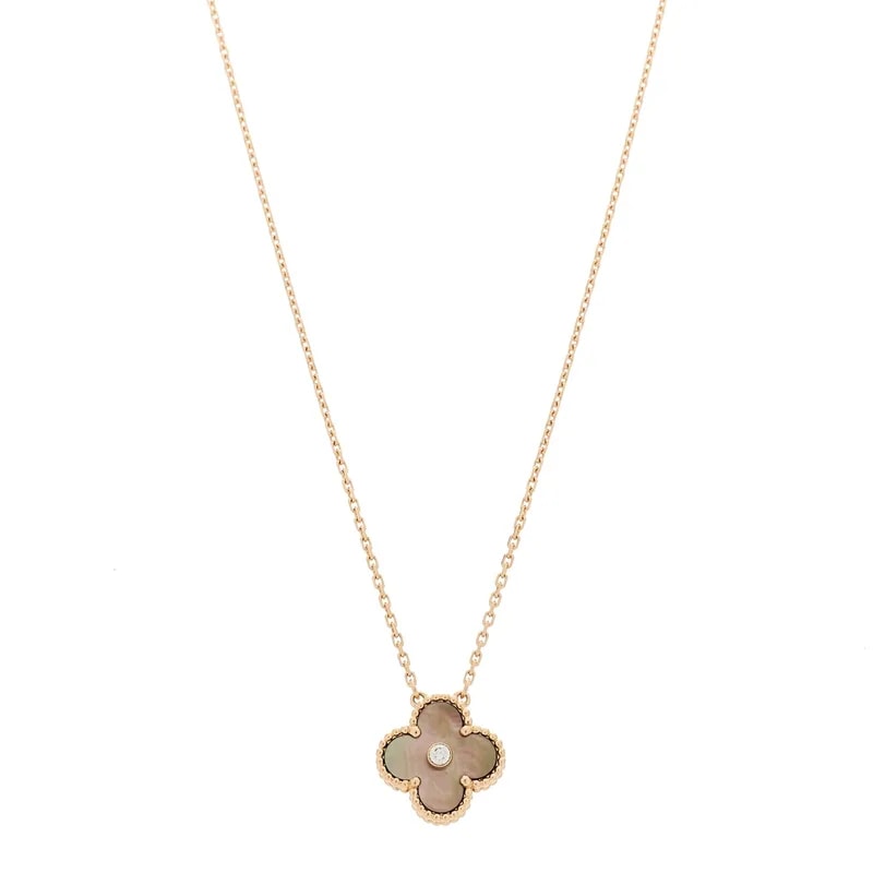 Van Cleef & Arpels — 18K Rose Gold Mother of Pearl Alhambra Pendant Necklace — Jewelry — resale