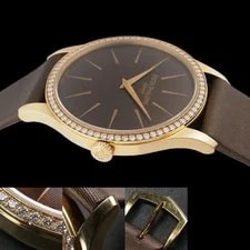 Patek Philippe Calatrava 4897R-001 33mm K18PG Diamond Bezel Leather Strap #SU012 4