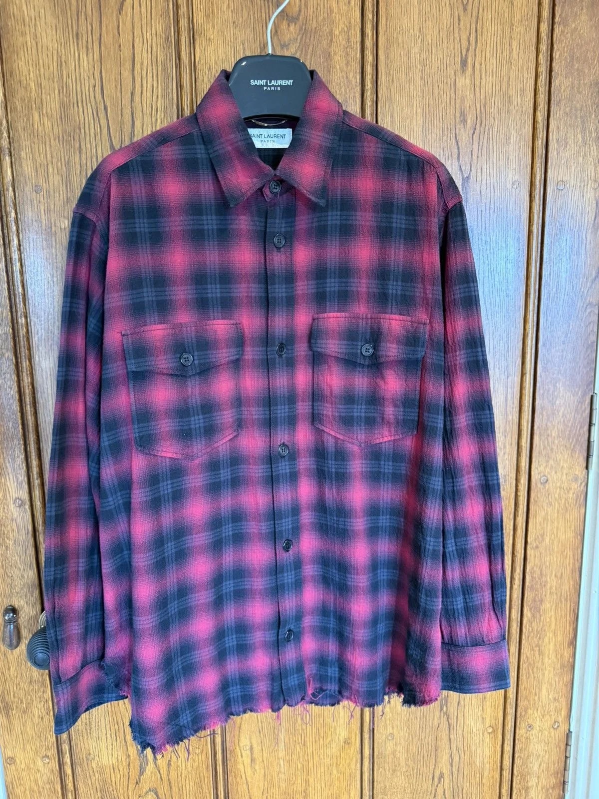 Saint Laurent — Saint Laurent Surf Raw Hem Flannel Hedi — streetwear — resale