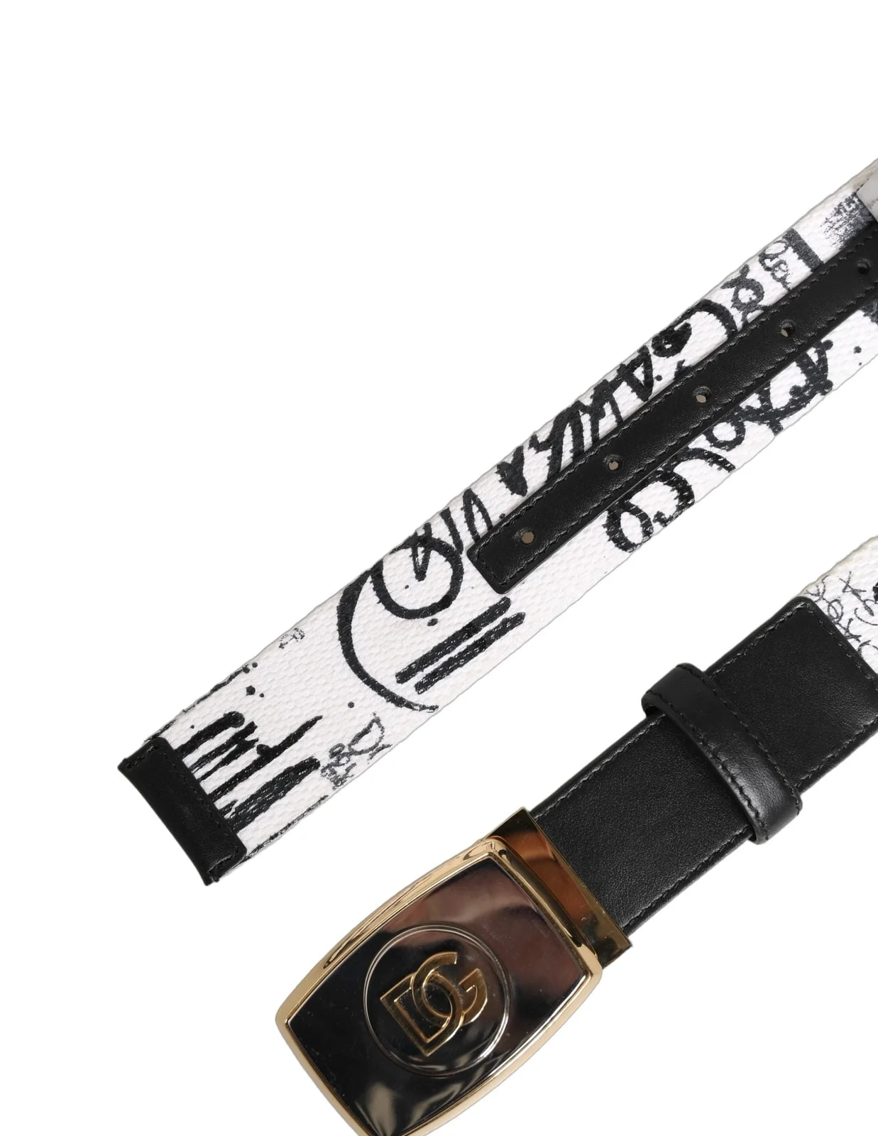 Dolce & Gabbana — Dolce & Gabbana Graffiti Print Metal Buckle Belt — Accessory — resale