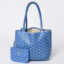 Goyard — Goyard Saint Louis Junior PVCLeather Herringbone Pattern — Handbag — resale